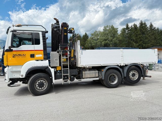 Platós teherautó MAN TGS 28.500 6X4/4 Wechselsystem LKW/SZM Kran Top