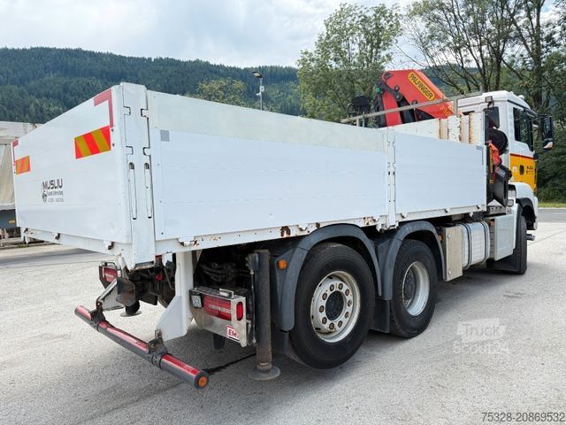 Platós teherautó MAN TGS 28.500 6X4/4 Wechselsystem LKW/SZM Kran Top