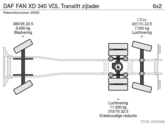 Όχημα συλλογής απορριμμάτων DAF FAN XD 340 VDL Translift zijlader