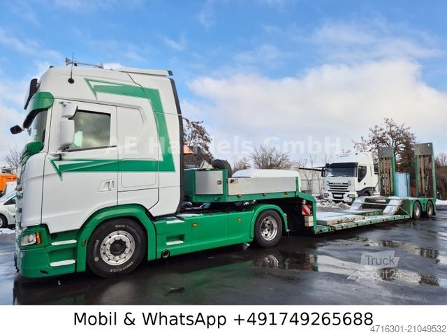 Low loader semitrailer DOLL T2H Forst Teleskop 5,7M *Funk|Rampen|2xLenkachse