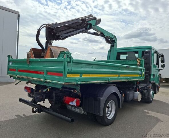Furgón volquete trilateral MAN TGL 8.220 4x2 Meiller Kipper Kran Greifer Funk