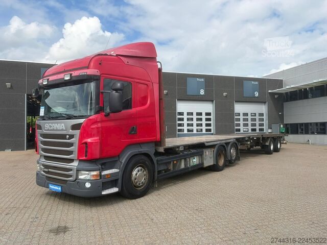 Lastebil med plan SCANIA R480 6X2 med kelberg