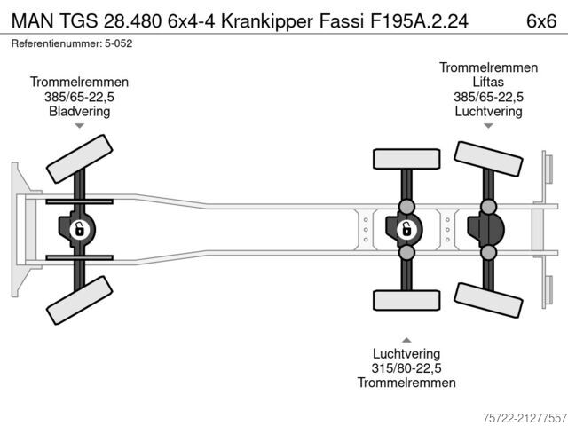 3-sidet tippelad MAN TGS 28.480 6x4-4 Krankipper Fassi F195A.2.24