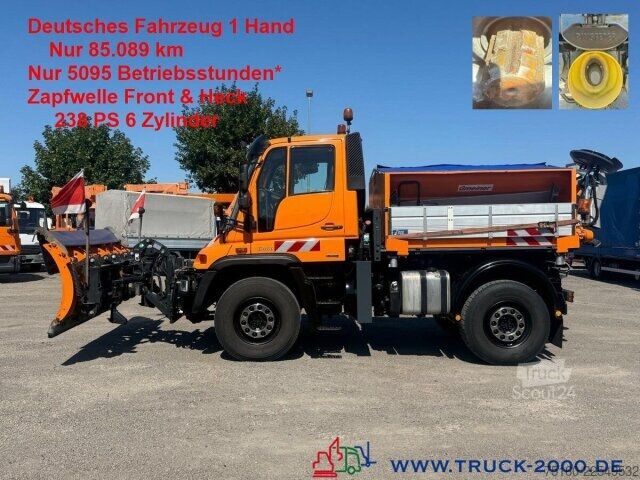 Tristrani prekucnik Unimog U400 238PS Winterdienst + Streuer + 3m Schild