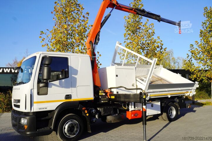 Trilateral dumper med kran Iveco Eurocargo 120E18 HDS Palfinger