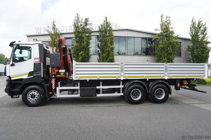 Benne basculante bilatérale avec grue HDS Renault K380 6x4 / FASSI F175 crane 7.85 t