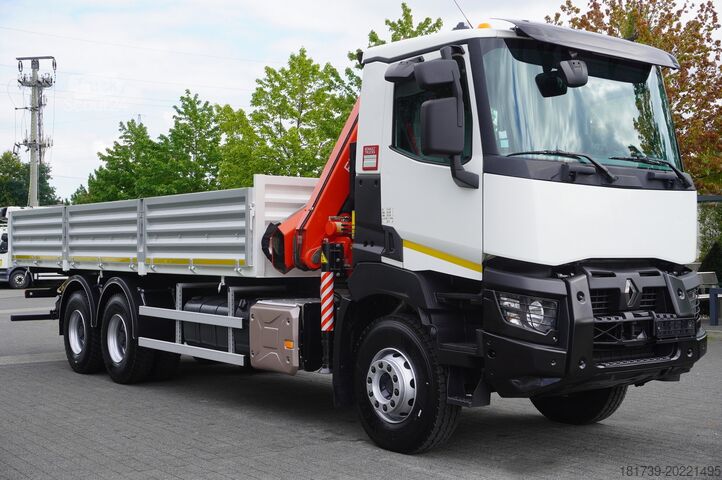 Benne basculante bilatérale avec grue HDS Renault K380 6x4 / FASSI F175 crane 7.85 t
