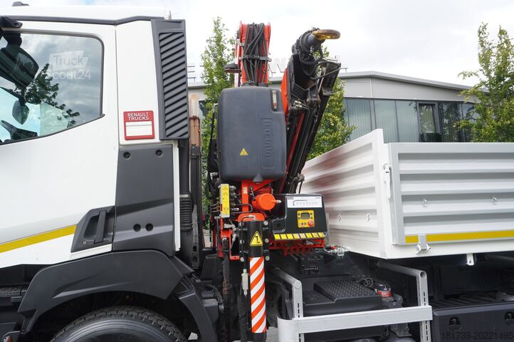 Benne basculante bilatérale avec grue HDS Renault K380 6x4 / FASSI F175 crane 7.85 t