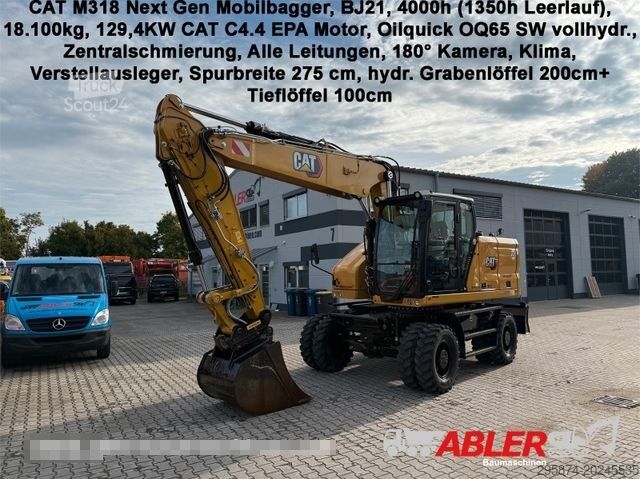 Ratinis ekskavatorius CATERPILLAR M318 NEW GEN OQ65 ZS Klima 180° TOP