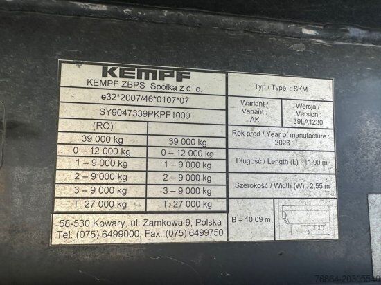 Naczepa wywrotka KEMPF SKM 39 ALU-KASTENMULDE 55M³ ROLLPLANE