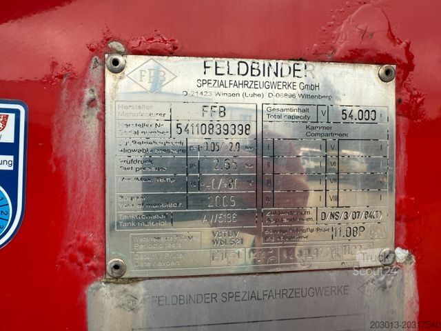 Silo puspieka FELDBINDER EUT 54.3 liegend. Silo 54.000 Liter 3 Achs