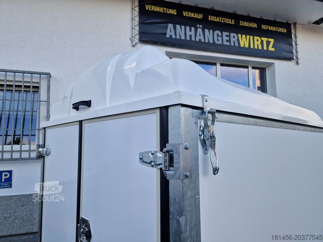 Box trailershop Kofferanhänger mit Deckel 245x130x140cm 750kg 100kmH 205cm hoch