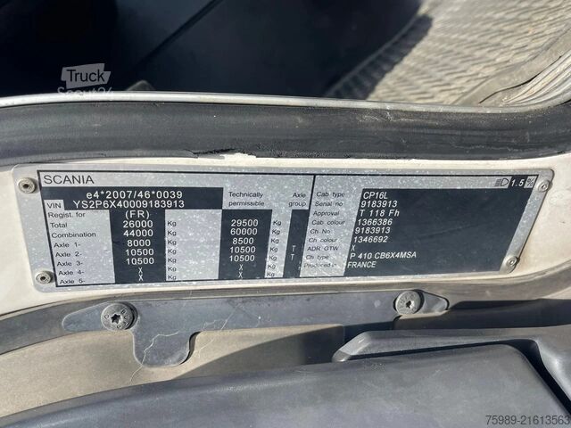 Systém hákového ramena Scania P410 EURO 5, Retarder, 6x4,  3,95 WHEELBASE