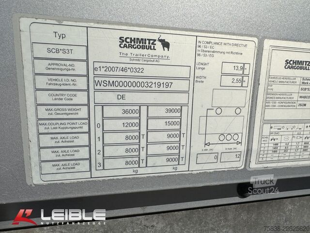مقطورة نصفية مفتوحة مع قماش مشمع SCHMITZ CARGOBULL SCS Tautliner mit LBW / Ladebordwand Bär 2t
