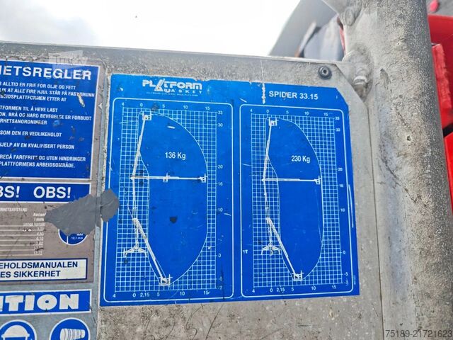 Ledad teleskopisk arbetsplattform Platform Basket Spider 33.15