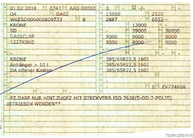 Otevřený návěs KRONE SD