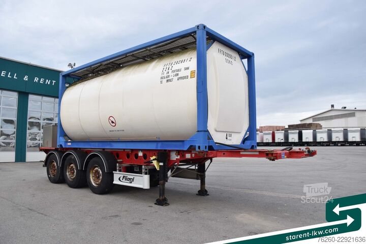 Vaihtolava-puoliperävaunu FLIEGL Containerchassis light + Singamas Tank SAF