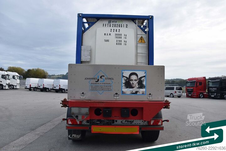 Vaihtolava-puoliperävaunu FLIEGL Containerchassis light + Singamas Tank SAF