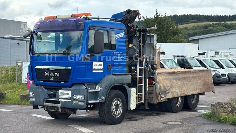 Kolmisivuinen kippiauto MAN TGS 33.480 / 6X4 / Mei BORDM /25m Kran Palfinger
