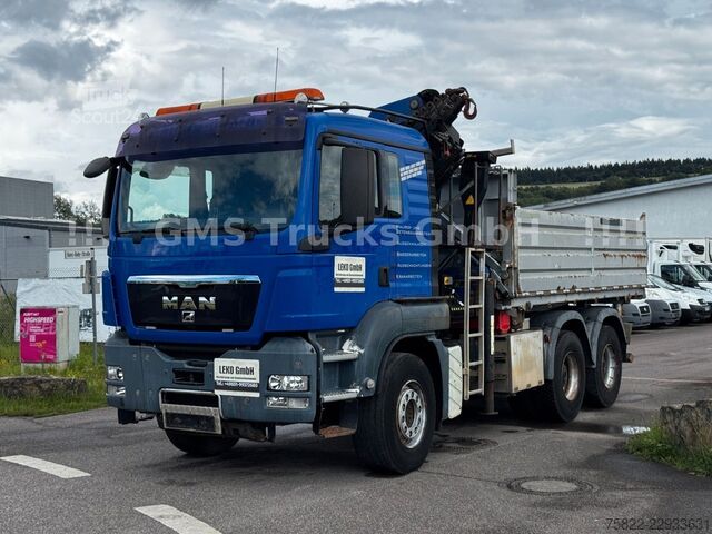 Kolmisivuinen kippiauto MAN TGS 33.480 / 6X4 / Mei BORDM /25m Kran Palfinger