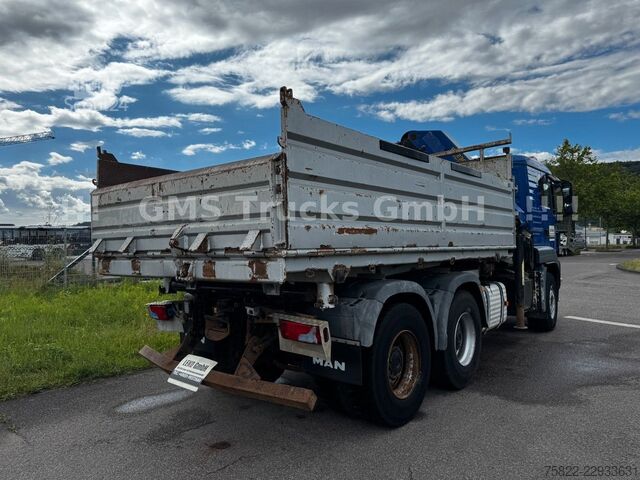 Kolmisivuinen kippiauto MAN TGS 33.480 / 6X4 / Mei BORDM /25m Kran Palfinger