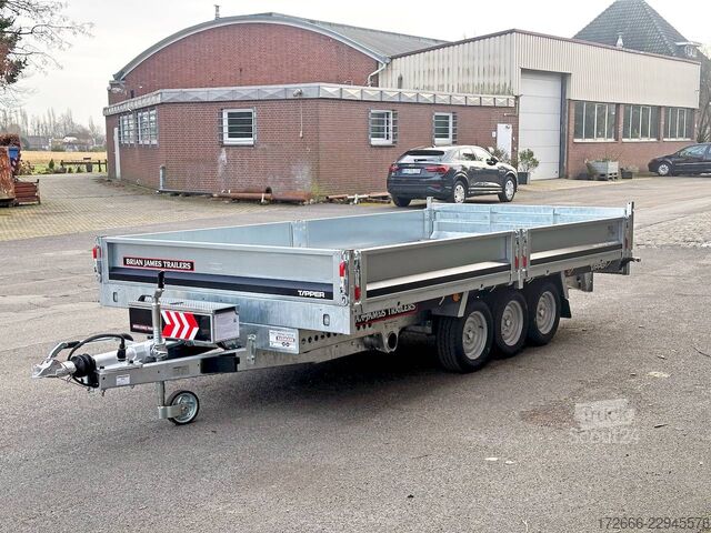 Atbulinis savivartis Brian James Trailers TIPPER 526-4020-35-3-12 | TRIDEM | PENDELKLAPPE 400X200X30CM 3500KG RÜCKWÄRTSKIPPER | SCHWARZ
