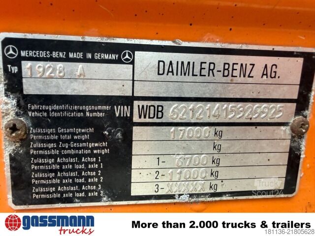 LKW-Fahrgestell Mercedes-Benz NG 1928 A 4x4, V8-Motor, Winterdienstaustattung