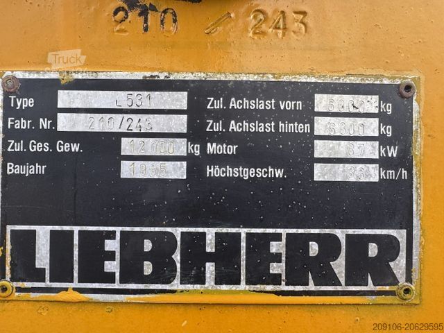 Kolový nakladač LIEBHERR L 531 Radlader Hochkippschaufel 6 Zylinder Motor