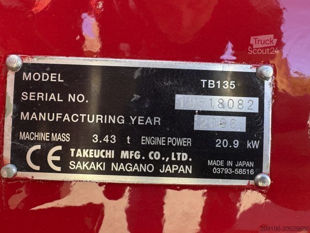 Μίνι εκσκαφέας TAKEUCHI TB 135 SWE 3xSchaufeln