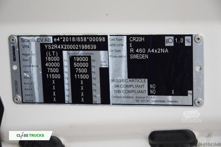 štandardný ťahač SCANIA R460 CR20H ACC ADAS Package