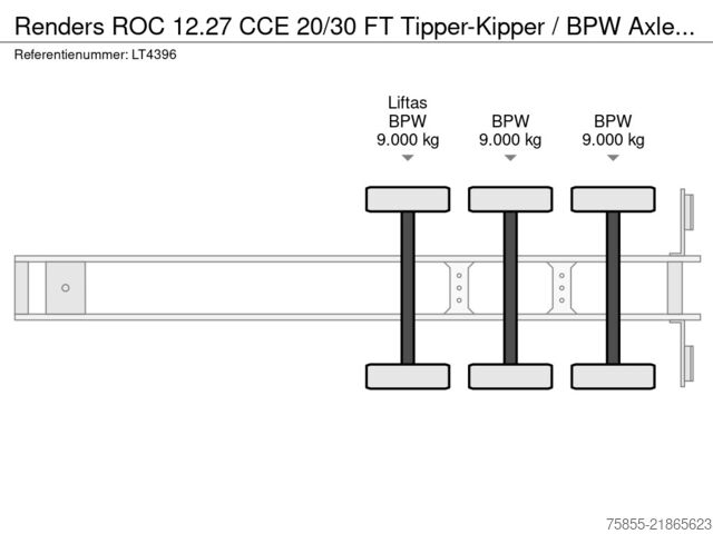 Prevoz zabojnikov Renders ROC 12.27 CCE 20/30 FT Tipper-Kipper / BPW Axle...