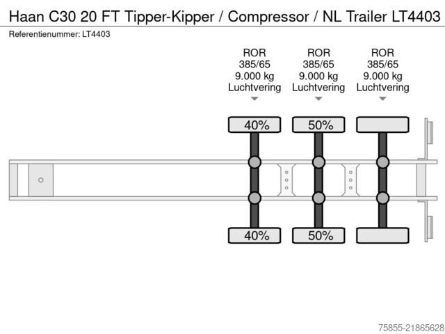 Transport av containere Haan C30 20 FT Tipper-Kipper / Compressor / NL Trailer