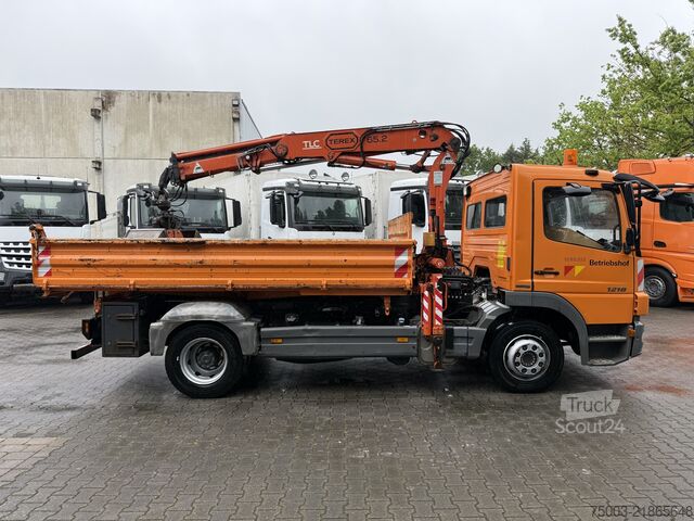 Trijų pusių savivartis sunkvežimis Mercedes-Benz Atego 1218 Kipper Kran Atlas 65