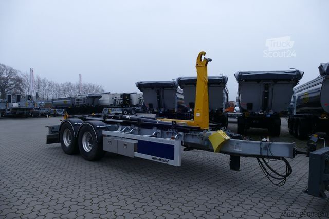 Three-way tipper trailer MÜLLER-MITTELTAL 20 to. Tandem Haken-Containeranh. mit Container