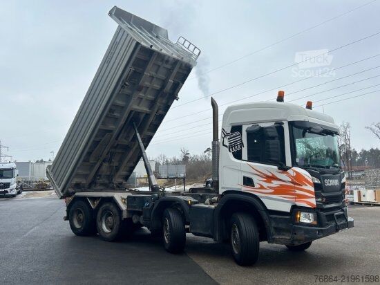 Tresidig tippbil SCANIA P450 XT ,8X4 MEILLER GESTEINSKIPPER, BORDMATIK,  RETARDER