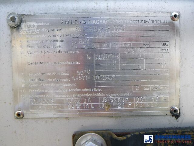 Rezervoar Magyar Chemical tank inox L4BH 22.5 m3 / 1 comp