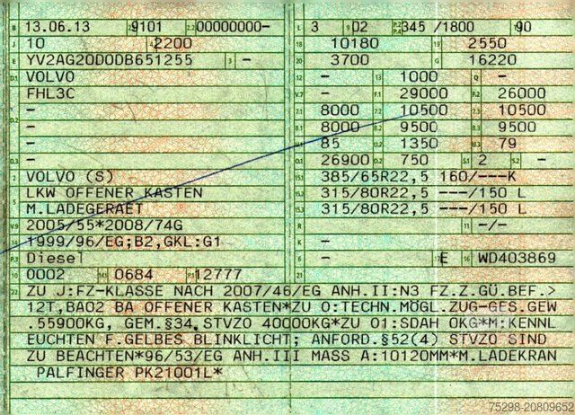 Jeřáb na nákladním automobilu VOLVO FH 460 / Ohne Fernbedienung / Palfinger PK 21001