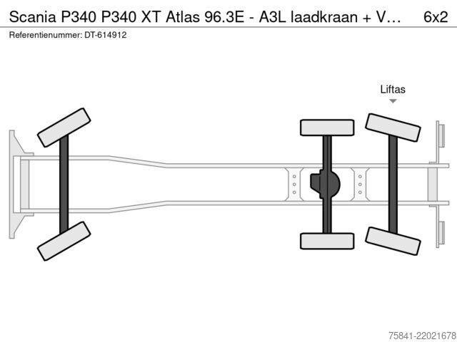 Darus teherautó Scania P340 P340 XT Atlas 96.3E - A3L laadkraan + VDL ...