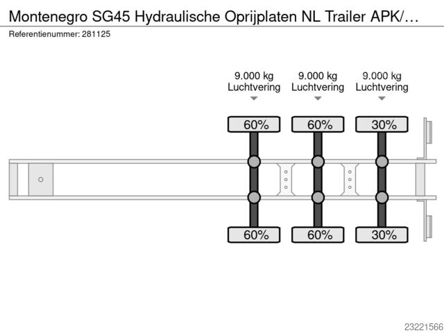 Montenegro SG45 Hidrolik Yükleme Rampalı Hollanda Römorku – APK/TÜV Muayenesi 04/2027'ye Kadar Geçer Montenegro SG45 Hydraulische Oprijplaten NL Trailer APK/TU...