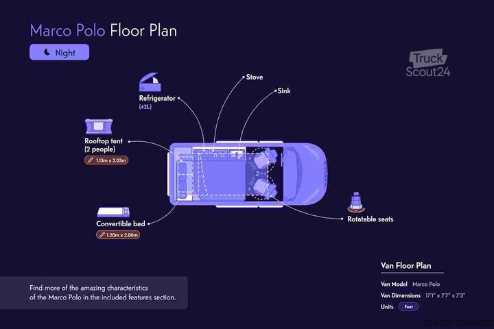 Autocamper Mercedes Marco Polo 250d | Camper | 2 Posti Letto | Cucina