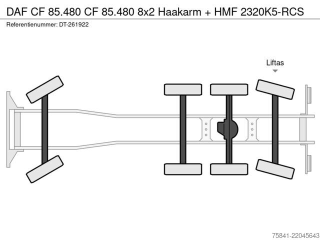Camion cu macara DAF CF 85.480 CF 85.480 8x2 Haakarm + HMF 2320K5-RCS