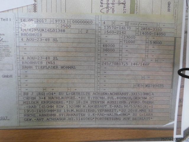 Semirimorchio ribassato BROSHUIS 4 AOU-23-48 SL/ TELE 3000 mm ausziehbar !