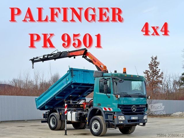 Kamyon üzerine monteli vinç MERCEDES-BENZ ACTROS 1832 * KIPPER 4,00 m + PK 9501 * 4x4