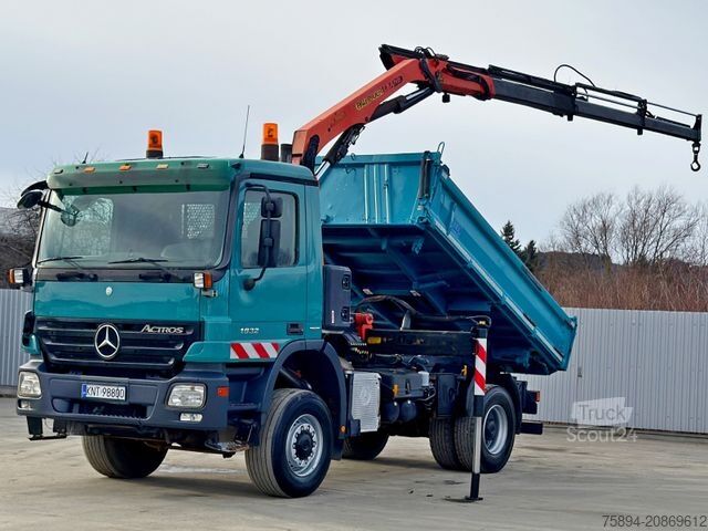 Kamyon üzerine monteli vinç MERCEDES-BENZ ACTROS 1832 * KIPPER 4,00 m + PK 9501 * 4x4