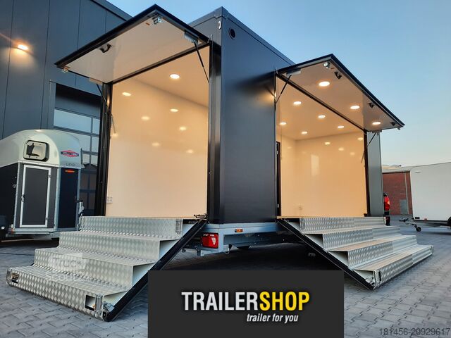 árusító utánfutó trailershop Mobiler isolierter Verkauf Infostand