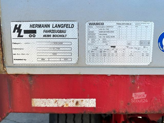 Åpen tilhenger med presenning  Langfeld LPA 18L 7700 Curtainsider mit EDSCHA
