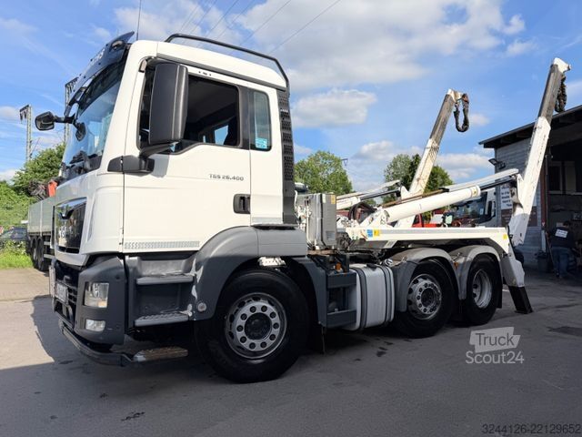 Pašizgāzējs kravas automobilis MAN TGS 26.400 BL/Meiller-AK16-Funk-6x2-Vorlauf-Lenk