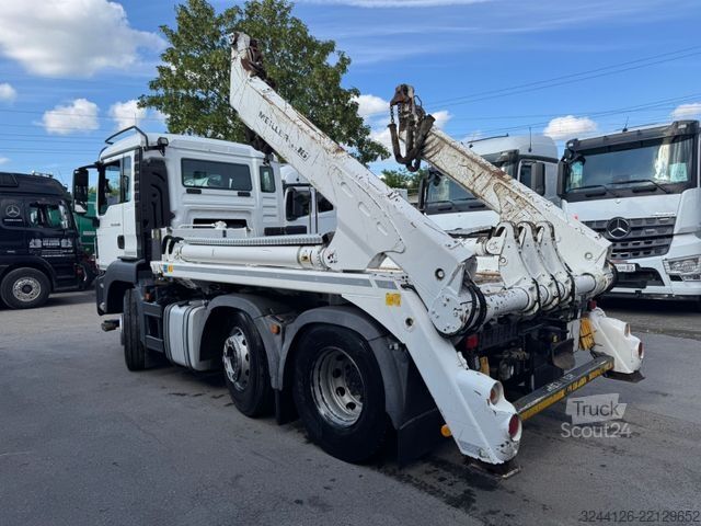 Pašizgāzējs kravas automobilis MAN TGS 26.400 BL/Meiller-AK16-Funk-6x2-Vorlauf-Lenk