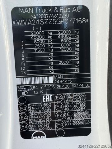 Pašizgāzējs kravas automobilis MAN TGS 26.400 BL/Meiller-AK16-Funk-6x2-Vorlauf-Lenk