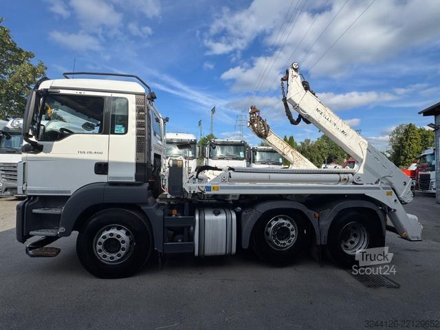 Pašizgāzējs kravas automobilis MAN TGS 26.400 BL/Meiller-AK16-Funk-6x2-Vorlauf-Lenk